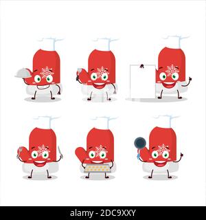 Cartoon character of new red gloves with various chef emoticons. Vector illustration Stock Vector