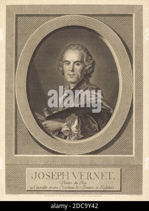 Louis-Jacques Cathelin, (artist), French, 1738/1739 - 1804, Louis Michel Van Loo, (artist after), French, 1707 - 1771, Joseph Vernet, 1770, engraving on laid paper, plate: 41.3 x 30.3 cm (16 1/4 x 11 15/16 in.), sheet: 47.4 x 35.2 cm (18 11/16 x 13 7/8 in Stock Photo