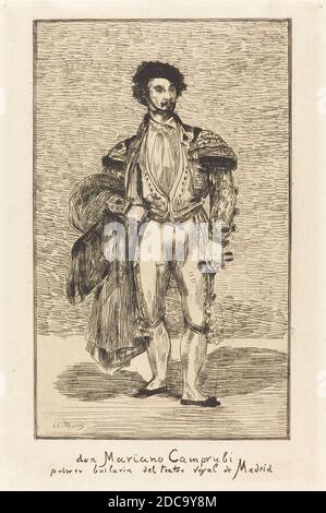 Edouard Manet, (artist), French, 1832 - 1883, Don Mariano Camprubi (Le Bailarin), 1862, etching, plate: 30.2 x 19.6 cm (11 7/8 x 7 11/16 in.), sheet: 34.4 x 22 cm (13 9/16 x 8 11/16 in Stock Photo