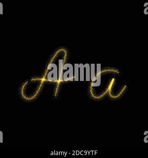 Gold glitter letter L, star sparkle trail font on dark background Stock ...