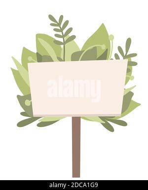 Flat banner with foliage, plants and place for text. Peaceful demonstration in support of the environment. Vector template for cards, articles, games Stock Vector