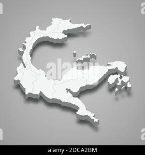 3d isometric map of Central Sulawesi is a province of Indonesia, vector illustration Stock Vector