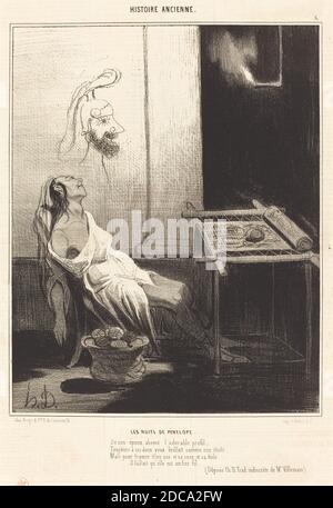 Honoré Daumier, (artist), French, 1808 - 1879, Les Nuits de Pénélope, Histoire ancienne: pl.6, (series), 1842, lithograph on newsprint Stock Photo