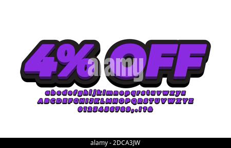 text style or font effect style modern 3d purple and black Stock Vector