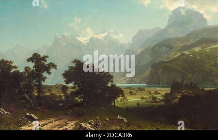 Albert Bierstadt, (artist), American, 1830 - 1902, Lake Lucerne, 1858, oil on canvas, overall: 182.9 x 304.8 cm (72 x 120 in.), framed: 235.3 x 359.4 x 17.2 cm (92 5/8 x 141 1/2 x 6 3/4 in Stock Photo