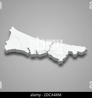 3d isometric map of Istanbul is a province of Turkey, vector illustration Stock Vector