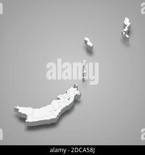 3d isometric map of North Sulawesi is a province of Indonesia, vector illustration Stock Vector