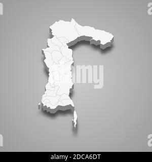 3d isometric map of South Sulawesi is a province of Indonesia, vector illustration Stock Vector