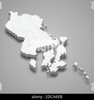 3d isometric map of Southeast Sulawesi is a province of Indonesia, vector illustration Stock Vector