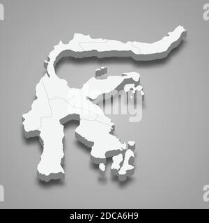 3d isometric map of Sulawesi is a island of Indonesia, vector illustration Stock Vector