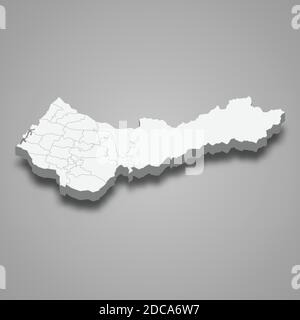 3d isometric map of Taichung City is a region of Taiwan, vector illustration Stock Vector