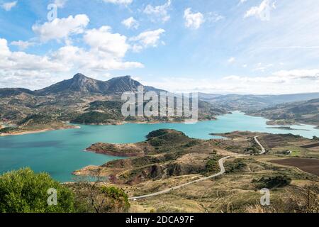 beautiful scene of the tranquil hills and lakes of Zahara de la Sierra Stock Photo