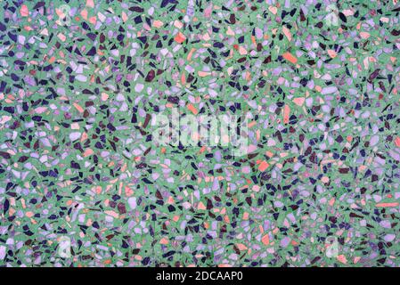 Colorful terrazzo flooring pattern in green tones Stock Photo