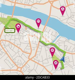 Vector city map with navigation and pointers Stock Vector