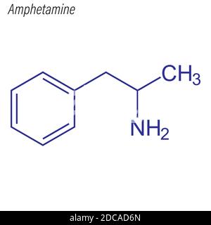 Skeletal formula of Amphetamine. Drug chemical molecule. Stock Vector