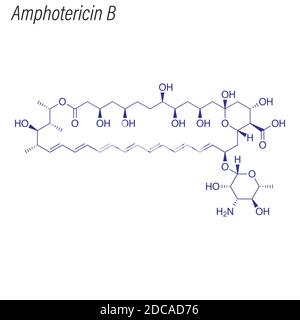 Skeletal formula of Amphotericin B. Drug chemical molecule. Stock Vector