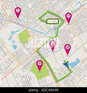 Vector city map with navigation and pointers Stock Vector
