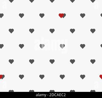 Seamless minimalistic pattern. Repeated grey hearts on light background. Love ornament for wrapping paper, wallpaper, fabric, textile and etc. Saint Valentine's texture backdrop. Vector illustration Stock Vector