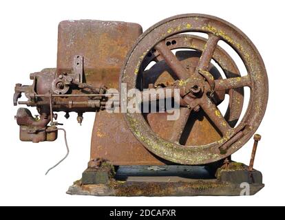 Rusty  vintage  small  tractors  diesel engine . Stock Photo