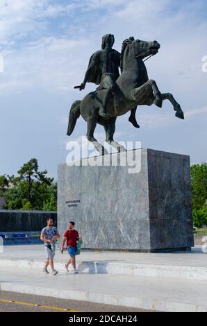 Statue of Alexander the Great in Thessaloniki Greece Stock Photo