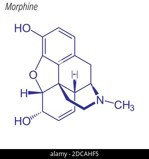 Skeletal formula of Morphine. Drug chemical molecule. Stock Vector