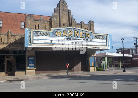 MORGANTOWN, UNITED STATES - Jun 17, 2020: Old movie theater in Morgantown, West Virginia that is for sale Stock Photo