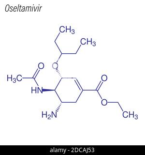 Skeletal formula of Oseltamivir. Drug chemical molecule. Stock Vector