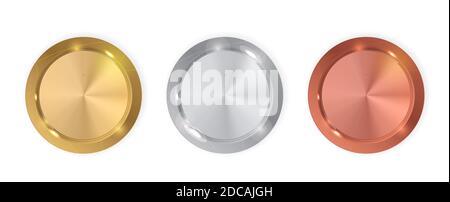 Champion Gold, Silver and Bronze Medal. Icon Sign of First, Second and Third Place Isolated on White Background. Illustration Stock Photo