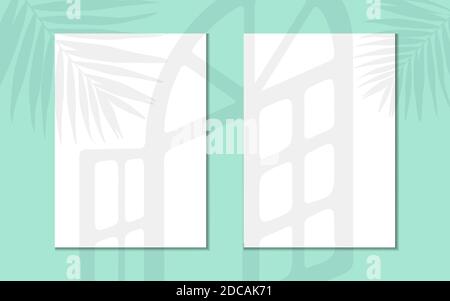 Two sheets of paper on a green background with a shadow. EPS 10 Stock Vector