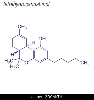 Skeletal formula of Tetrahydrocannabinol. Drug chemical molecule. Stock Vector