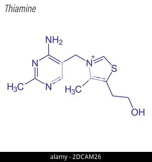 Skeletal formula of Thiamine. Drug chemical molecule. Stock Vector