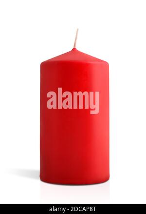 New red candle for decoration on white isolated background