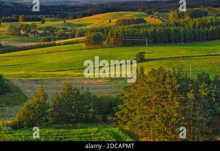 Landscape of full of beautiful hills Suwalszczyzna region in Poland. Stock Photo