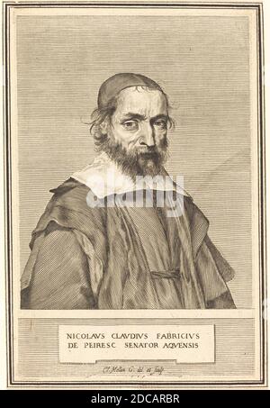 Claude Mellan, (artist), French, 1598 - 1688, Nicolas-Claude Fabri de Peiresc, 1637, engraving on laid paper, sheet (trimmed within plate mark): 21.3 x 13.7 cm (8 3/8 x 5 3/8 in Stock Photo