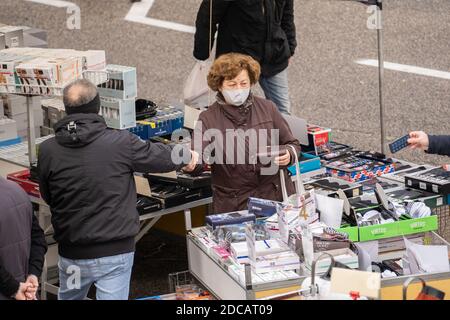 Street Market In VR, Italy Stock Photo