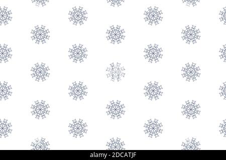 A seamless pattern of blue snowflakes on a white background. Stock Vector