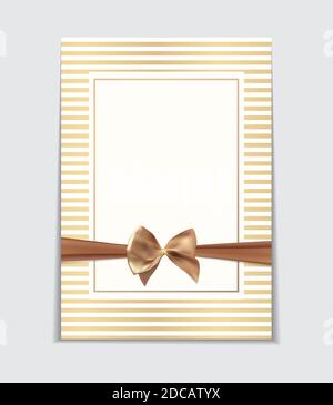 Vintage Wedding Invitation with Bow and Ribbon Template Illutsration ...