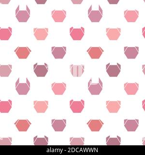 Vector seamless geometric pattern. Pink origami animal. Stock Vector