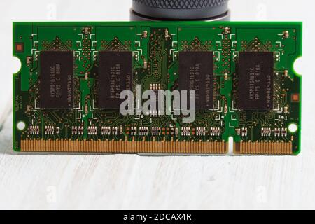 Laptop memory module SO-DIMM close-up Stock Photo