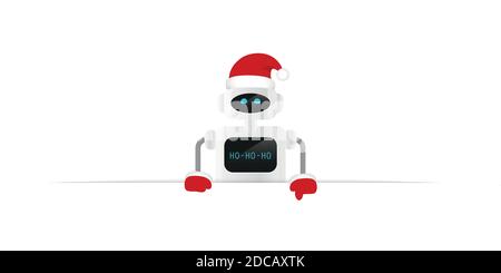 cute roboter white banner christmas design vector illustration EPS10 Stock Vector