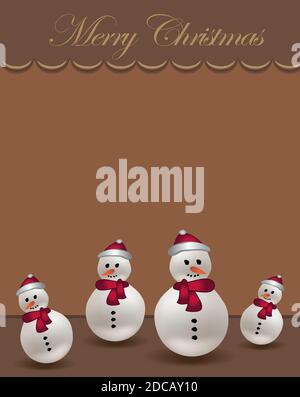 Merry Christmas greeting card template with Christmas snowman with hat vector Stock Vector