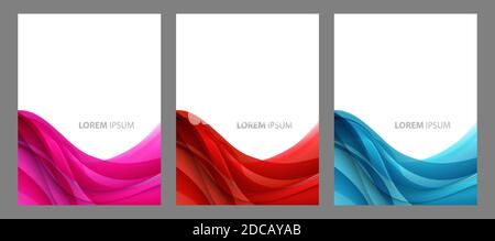 Abstract header blue pink red wave vector design. Stock Vector