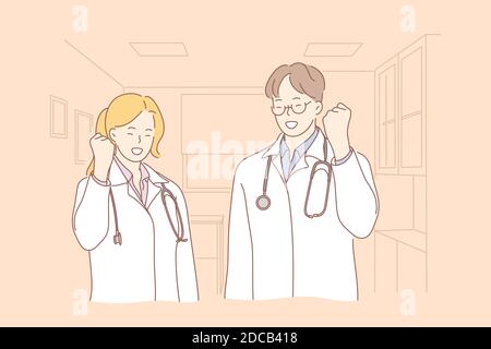 Cartoon couple of doctors,smile male and female,vector illustration Stock  Vector Image & Art - Alamy