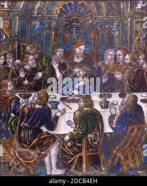 Jean I Penicaud, (artist), French, c. 1480 - after 1541, Plaque with the Last Supper, c. 1530, enamel painted on copper, overall: 29.7 x 25 cm (11 11/16 x 9 13/16 in Stock Photo