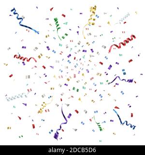 Colorful abstract design with ribbons and confetti. Artwork template Vector illustration. Stock Vector