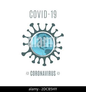 Coronavirus covid 19 conceptual icon in form of jiggsaw puzzle earth. Vector illustration. Stock Vector