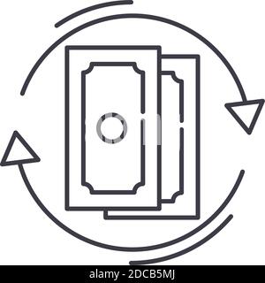 Devaluation icon, linear isolated illustration, thin line vector, web design sign, outline concept symbol with editable stroke on white background. Stock Vector