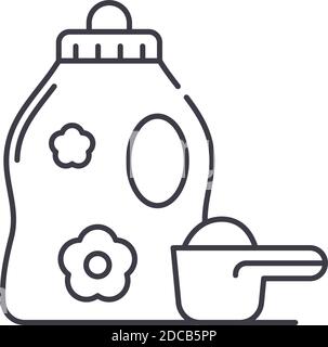Detergent icon, linear isolated illustration, thin line vector, web design sign, outline concept symbol with editable stroke on white background. Stock Vector