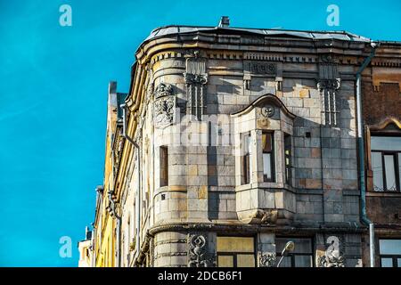 beautiful part of the old building in St. Petersburg. Stock Photo