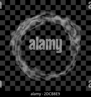 Smoke Frame on Checkered Background. Delicate White Cigarette Smoke Waves on Transparent Texture Stock Vector
